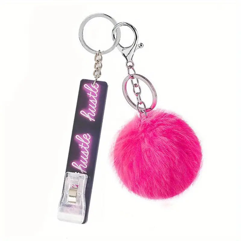 1pc Cute Pom Pom Keychain Clip pull card out ATM Card Extractor